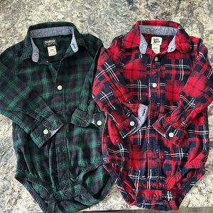 (2) 24 Month Oshkosh Baby B’gosh Plaid Onesies